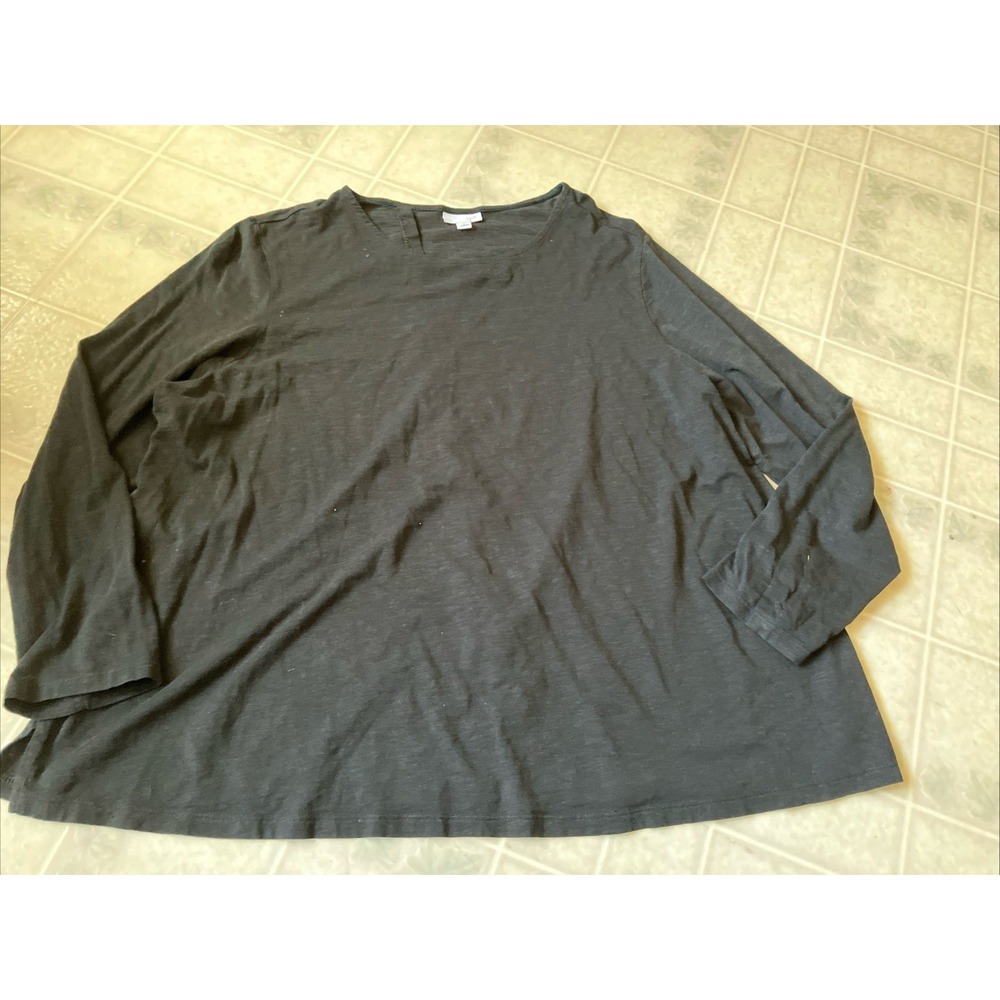 J. Jill Black Long Sleeve Women's‎ Tee Cotton Modal Blend  Size 2X Loose Modest